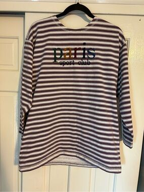 Paris Sport Club Purple & White Striped Kids Long Sleeve Tee